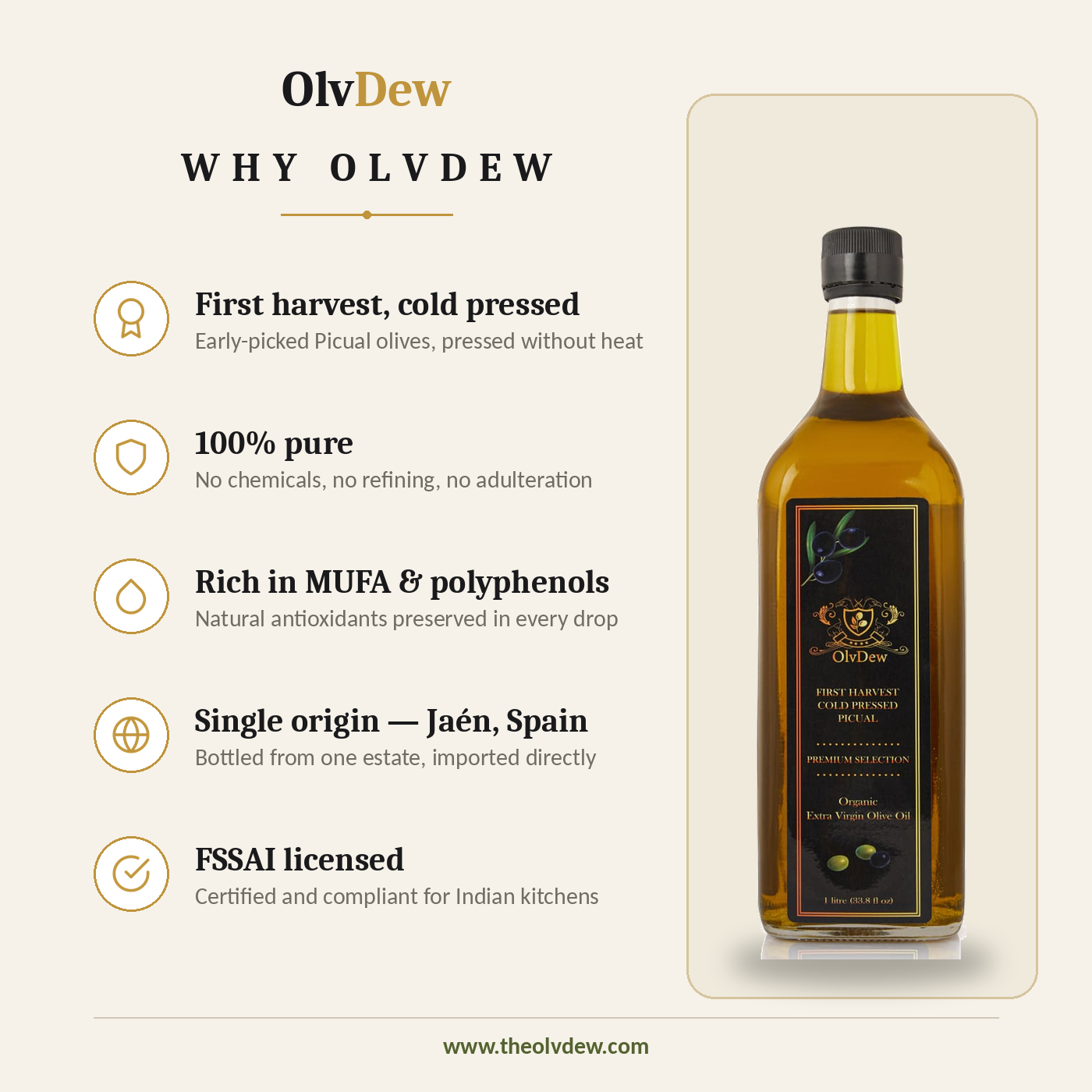 OLVDEW Cold Pressed Extra Virgin Olive Oil