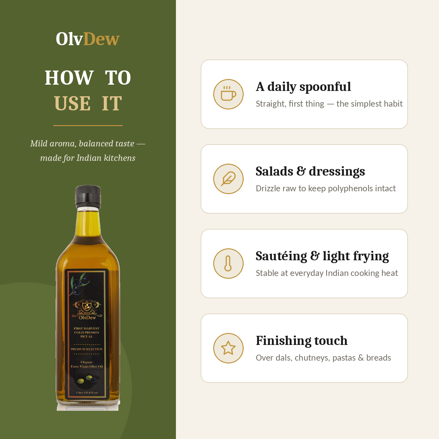 OLVDEW Cold Pressed Extra Virgin Olive Oil